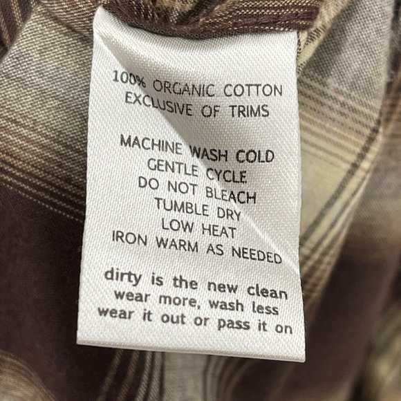 Horny Toad Brown Plaid Flannel Shirt Dress Tunic Organic Cotton Medium - Picture 8 of 8